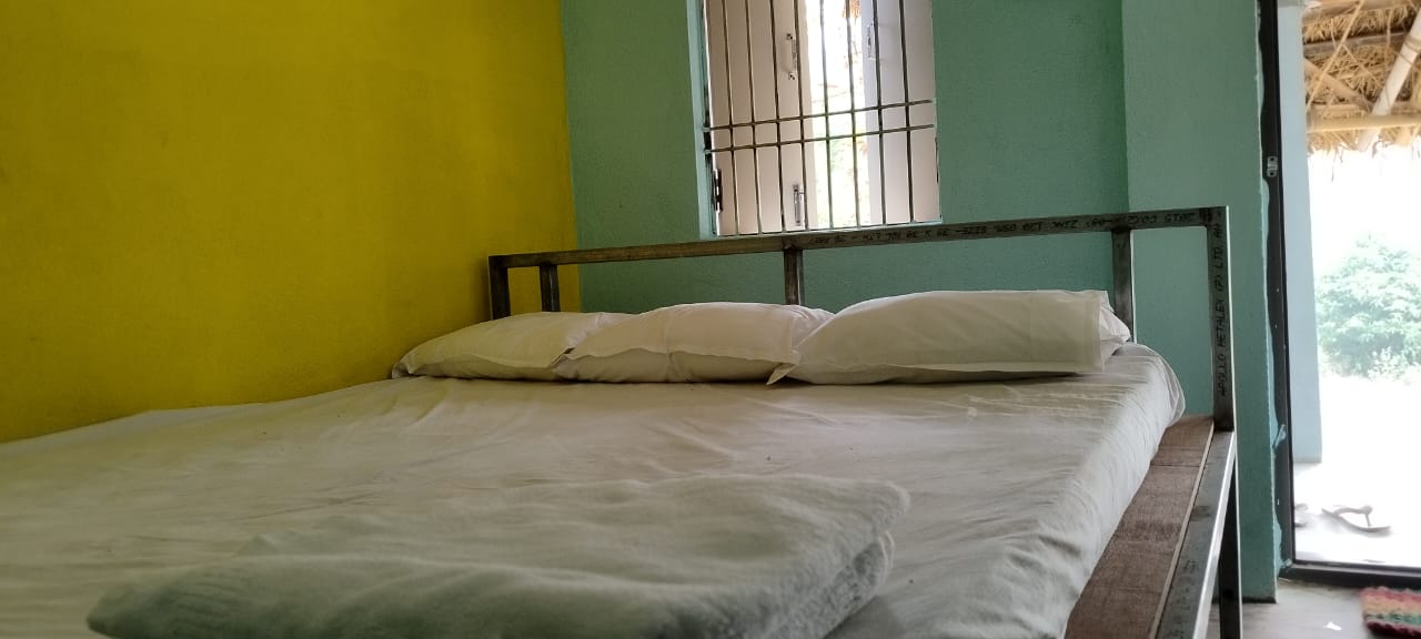 Cottage interior with double bed